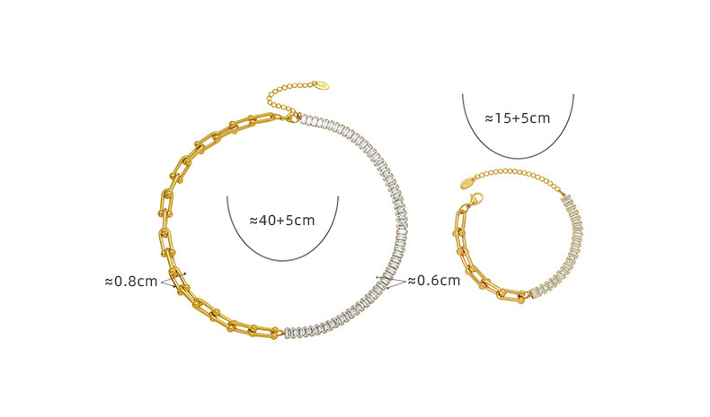 Titanium Steel 18k Gold Plated Light Luxury U-shaped Horseshoe Bracelet Necklace Wholesale display picture 1