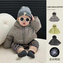 婴儿衣服羽绒服冬季2024新款洋气男女童连帽加厚儿童保暖宝宝外套