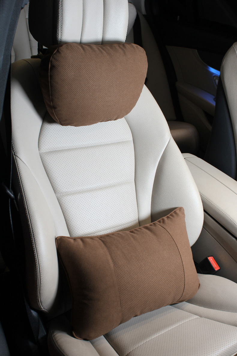 Punching headrest suede suitable for Mercedes-Benz S-Class Maybach punching neck pillow car pillow 5 series neck waist pillow