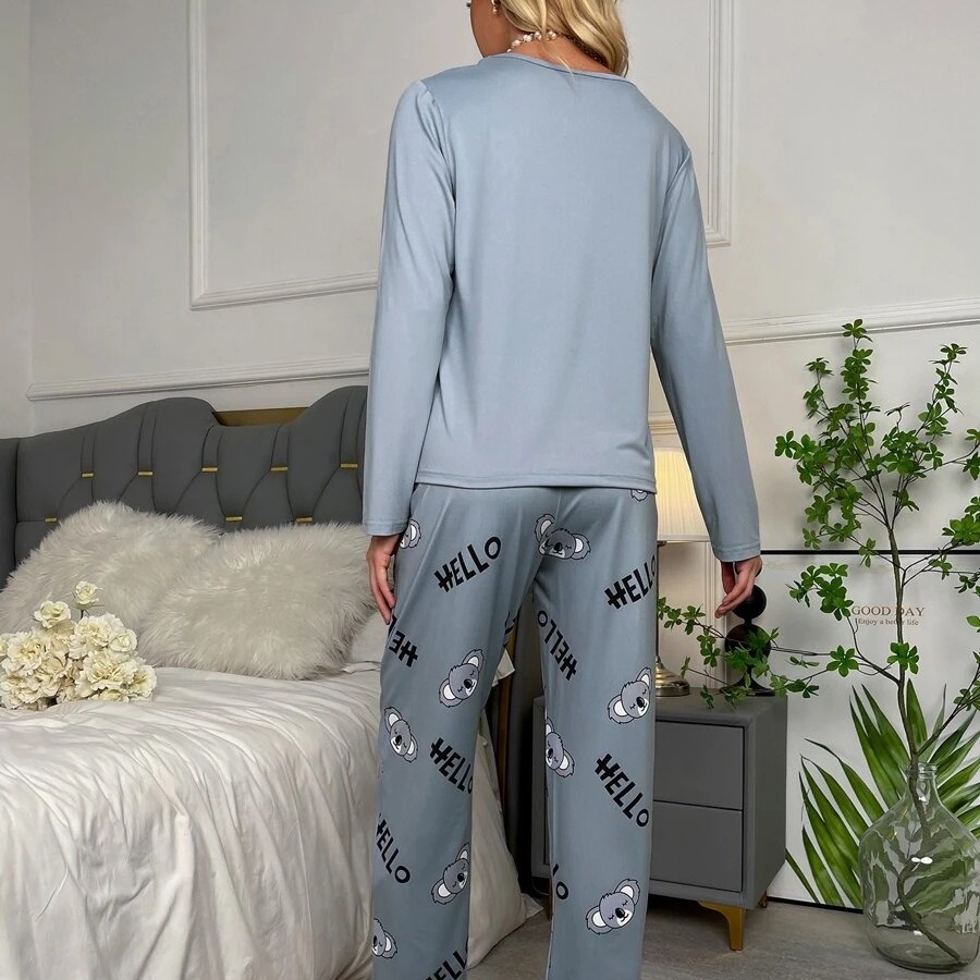 Comercio exterior transfronterizo nuevo pijama de dibujos animados primavera y otoño traje de oso de manga larga pijama europeo y americano casual mujer primavera y otoño