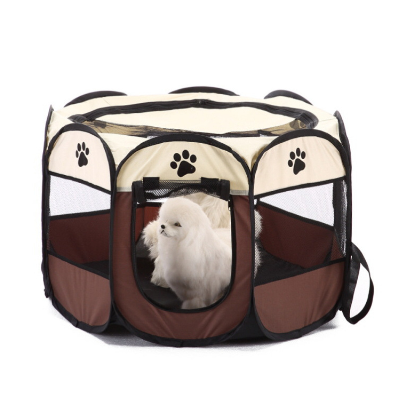 Enclos octogonal pliable pour animaux de compagnie, cage de mise bas résistante aux griffures pour chattes, niche fermée pour chiennes, boîte de mise bas protectrice_voghion.com