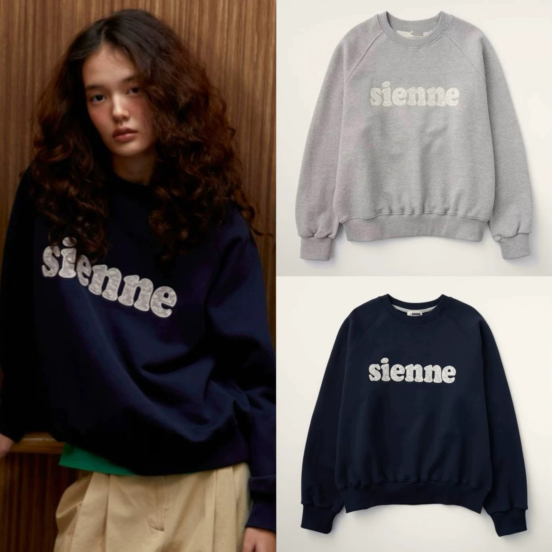 现货 2024秋季新韩国东大门代购sie复古刺绣花边字母套头卫衣