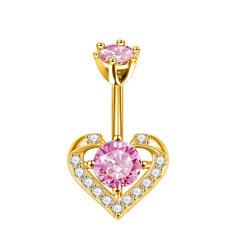 Belly Button Ring Mit Zirkonia Herz-anhänger Piercing Schmuck_voghion.com