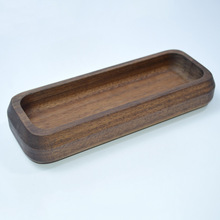 整木实木收纳盒黑胡桃木干果盘桌面玄关钥匙收纳盒客厅零食深托盘