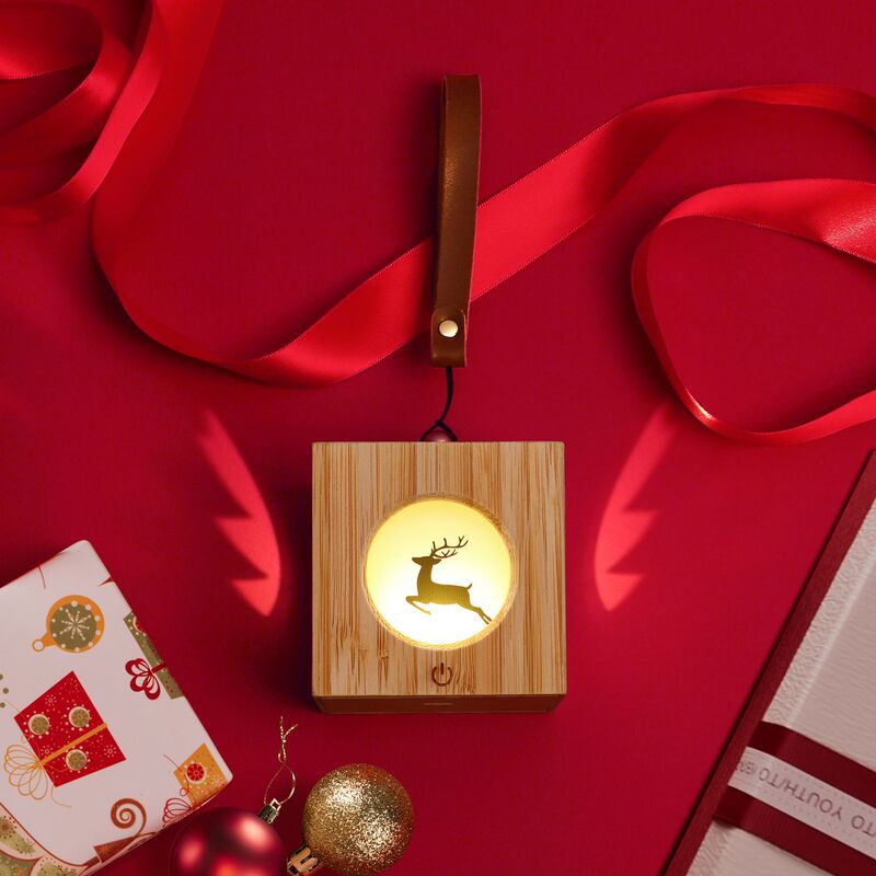 Original Chinese Style Rechargeable Christmas Projection Bamboo Night Light Bedside Lamp Decoration Christmas Eve Christmas Gift