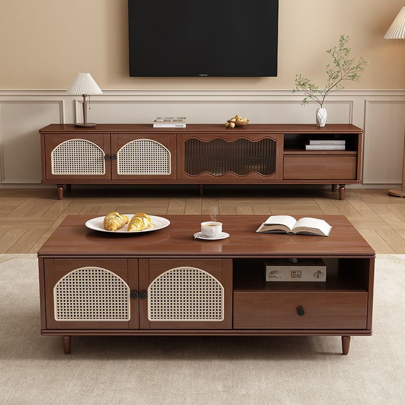 중세 컬러_ 1.8m 중세 스타일 등나무 TV 캐비닛