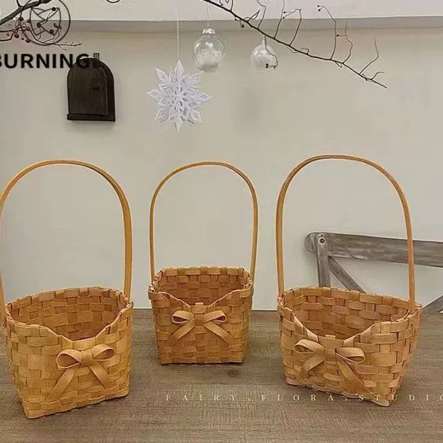 花篮编篮 万圣节篮子家庭摆件收纳筐鲜花干花 插花篮