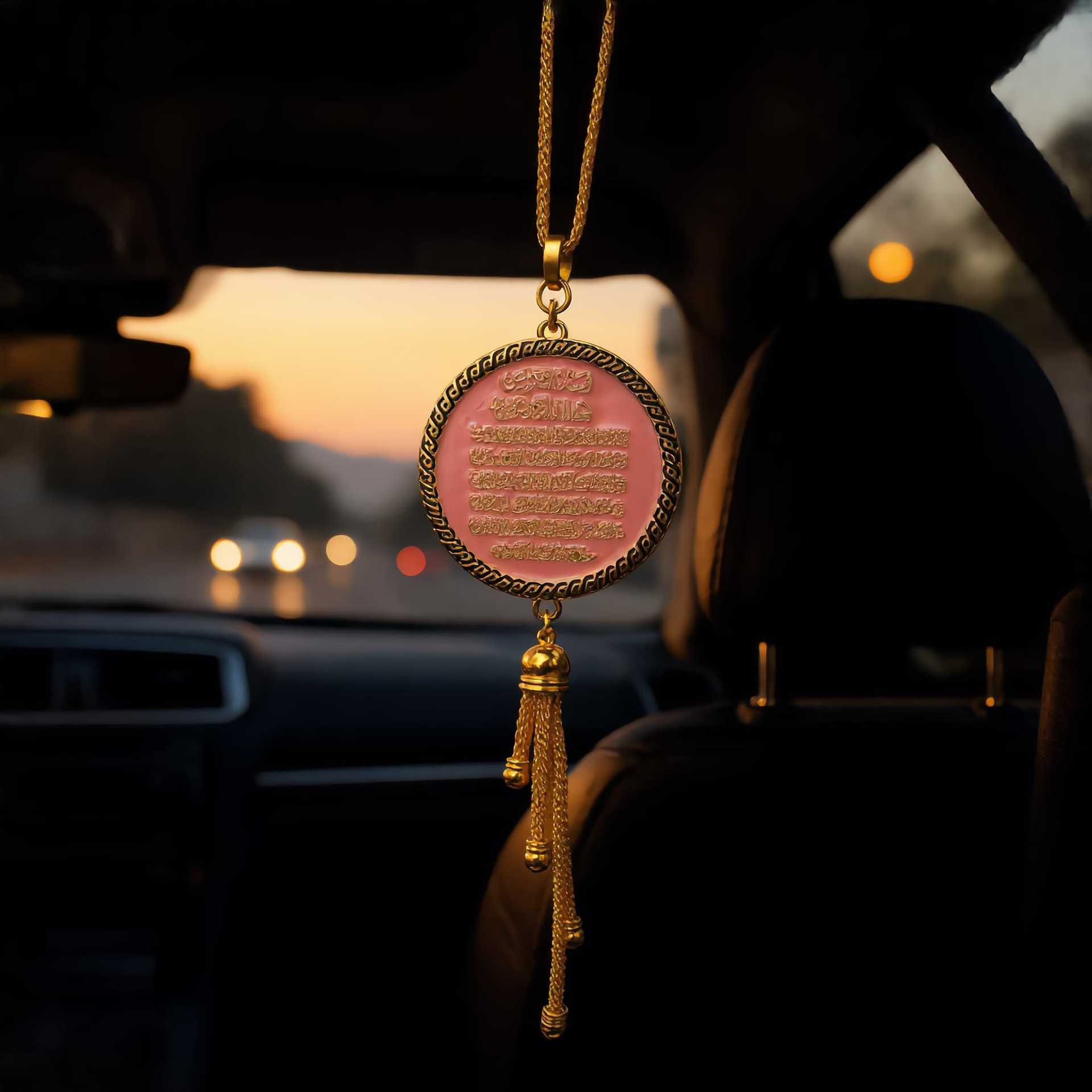 Cross-Border Southeast Asia Zinc Alloy Middle Eastern Style Multicolor Moon-Shaped Car Interior Rearview Mirror Hanging Ornament Car Decoration Factory