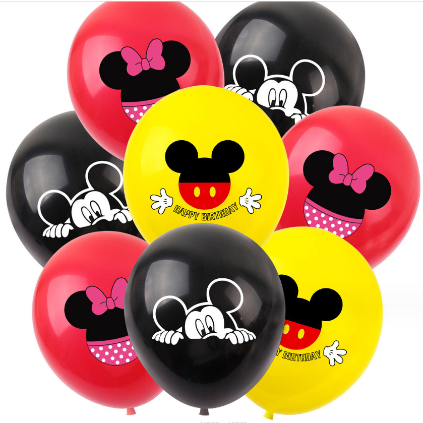 Cross-border wholesale Mickey and Minnie theme party birthday decoration balloons children's toys 12-inch 2.8g cartoon balloons