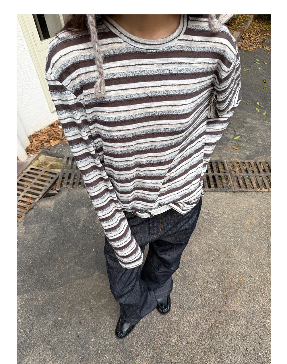 MADEEXTREME 180g Striped Drop-Shoulder Long-Sleeve Tee
