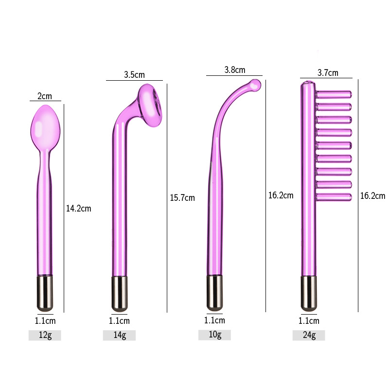 Instrumento de electroterapia de alta frecuencia tubo de vidrio Accesorios instrumento de belleza luz roja luz púrpura electroterapia varilla electroterapia peine
