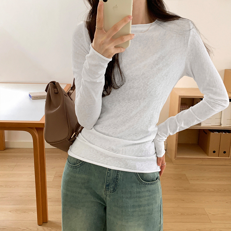 Petite Slim Fit Long Sleeve T-Shirt for Women, Early Autumn 2026 New Versatile Base Layer Top Petite Slim Fit Long Sleeve T-Shirt for Women, Early Autumn 2026 New Versatile Base Layer Top