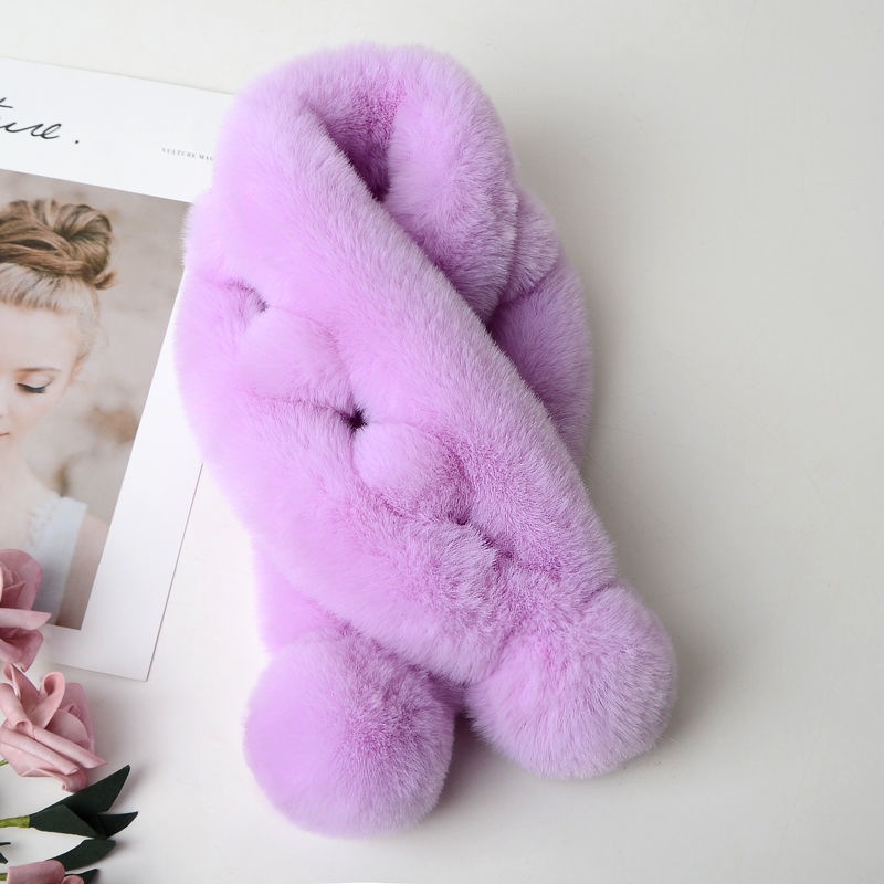 Bufanda Cruzada de Peluche de Dos Tubos, Térmica, para Salir en Invierno