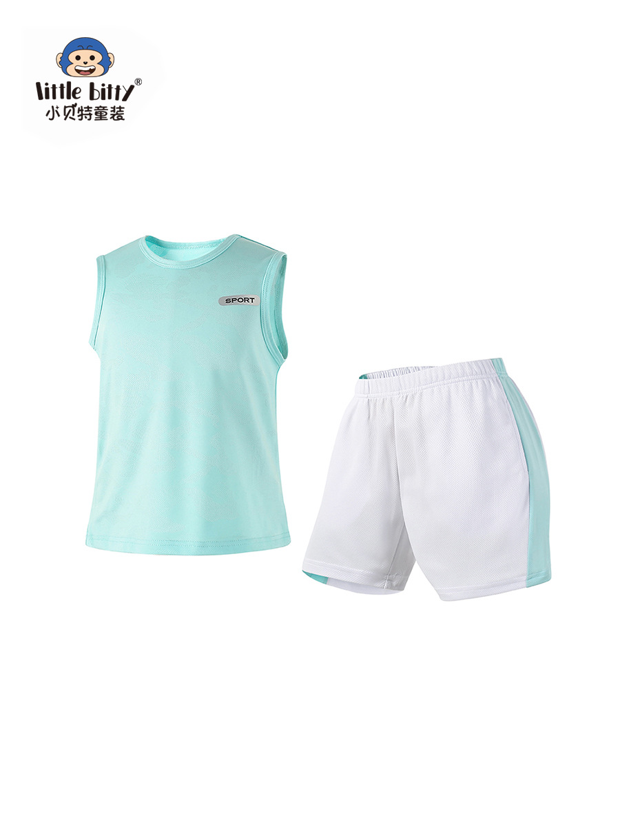 2025 Children's Summer New Sleeveless Shorts suit Boys Casual Fashion Sports Quick-drying Clothes for Middle and Big Children