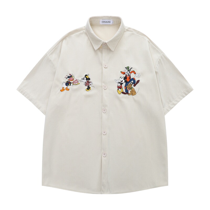 Tang Mu Chao Ren 2026 Summer New National Trend Retro Disney Embroidery Design Unisex Casual Shirt T-Shirt