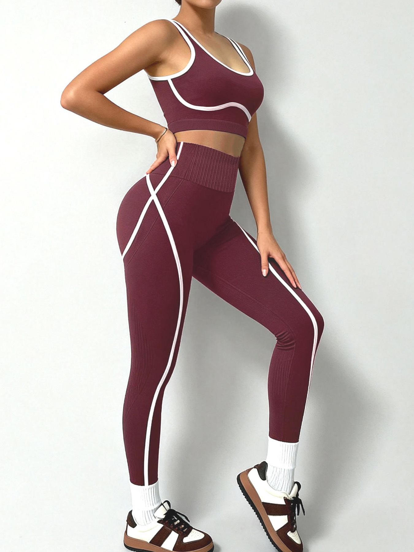 Dames sportset yoga legging push-up sneldrogend fitnesspak_voghion.com