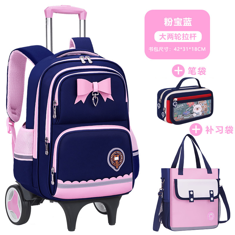 Mochila Escolar con Ruedas para Primaria Grados 2-6 de Tela de Oxford Impermeable Reducción de Carga para Escuela