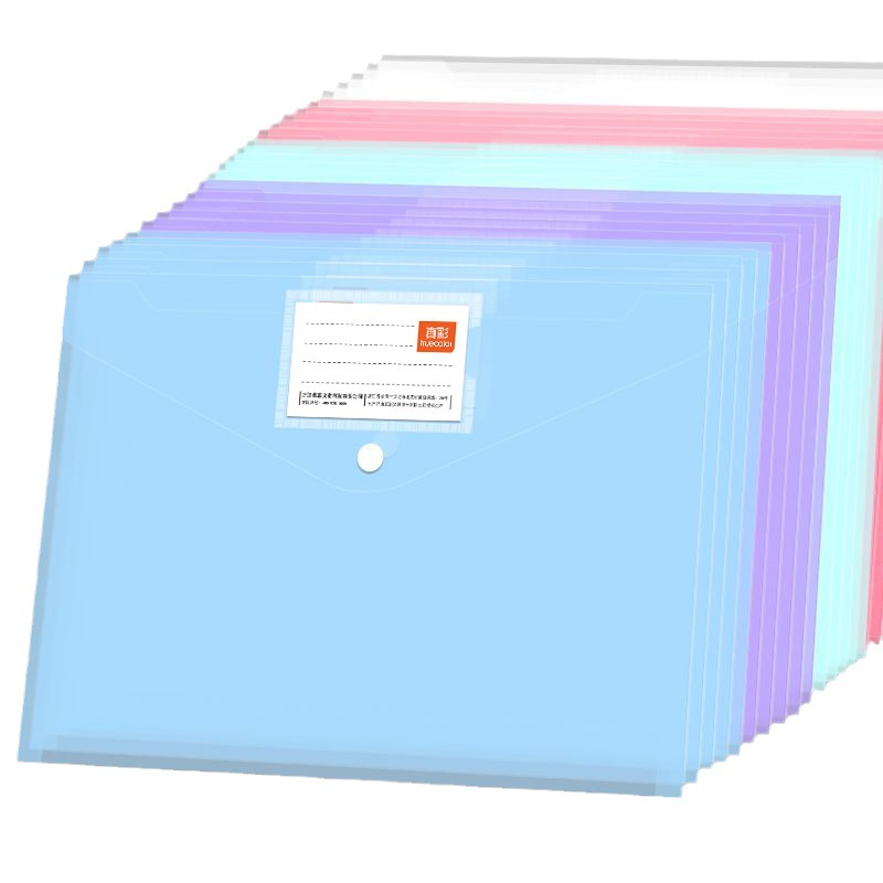Bolsa de archivo de color A4 plástico transparente grueso de gran capacidad bolsa de archivo de archivo de los estudiantes
