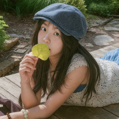 日系复古条纹前进帽女夏季薄款帽子报童帽显脸小贝雷帽