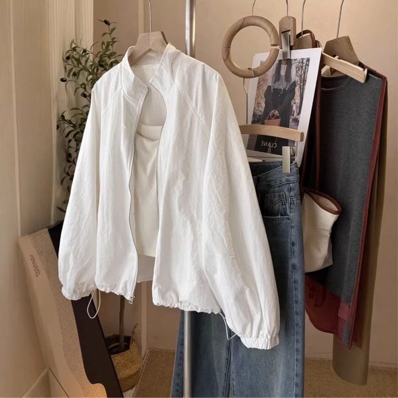 Korean Sun Protection Clothing, Thin Stand-Up Collar Jacket, Casual Windbreaker, Summer Outdoor Casual Sports Jacket, Top for Women