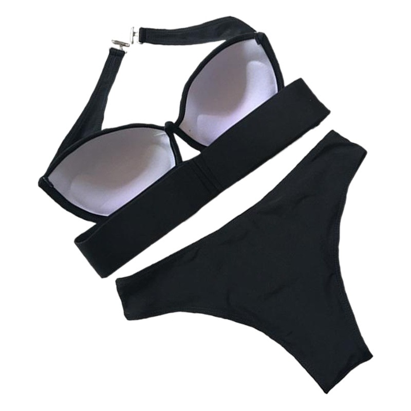 Traje de Baño Bikini de Dos Piezas Strapless de Poliéster para Natación image 1