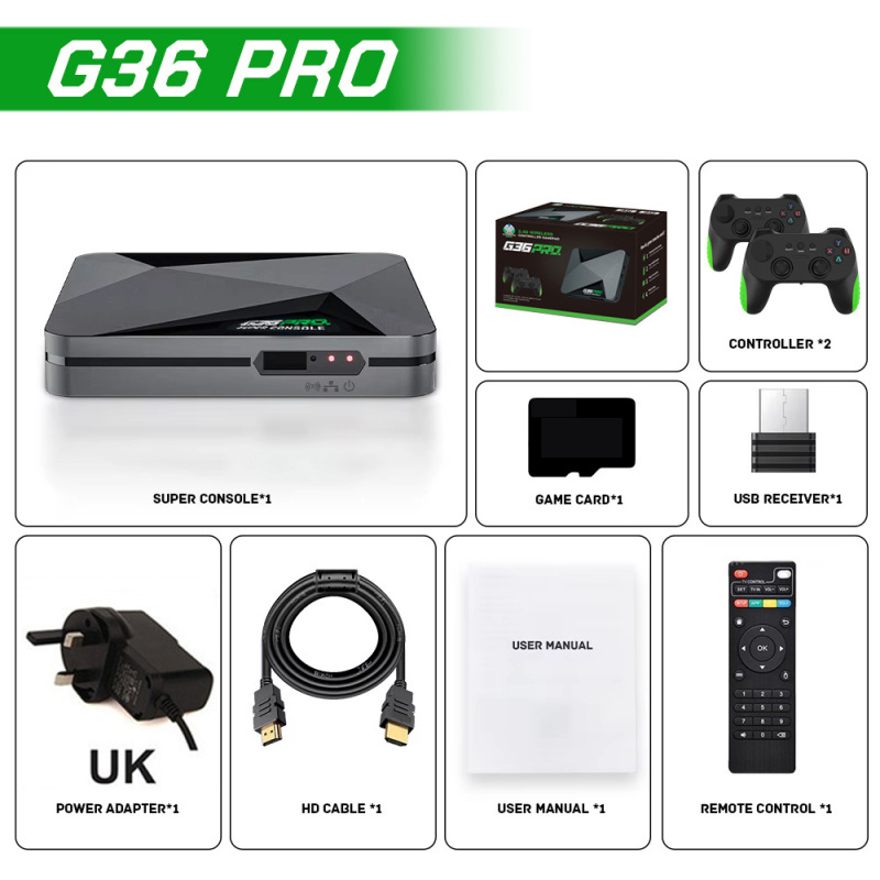 国境を越えた新しい G36 プロゲームコンソールテレビセットトップボックス 4K デュアルシステムワイヤレス G11pro 家庭用ゲームコンソール|undefined
