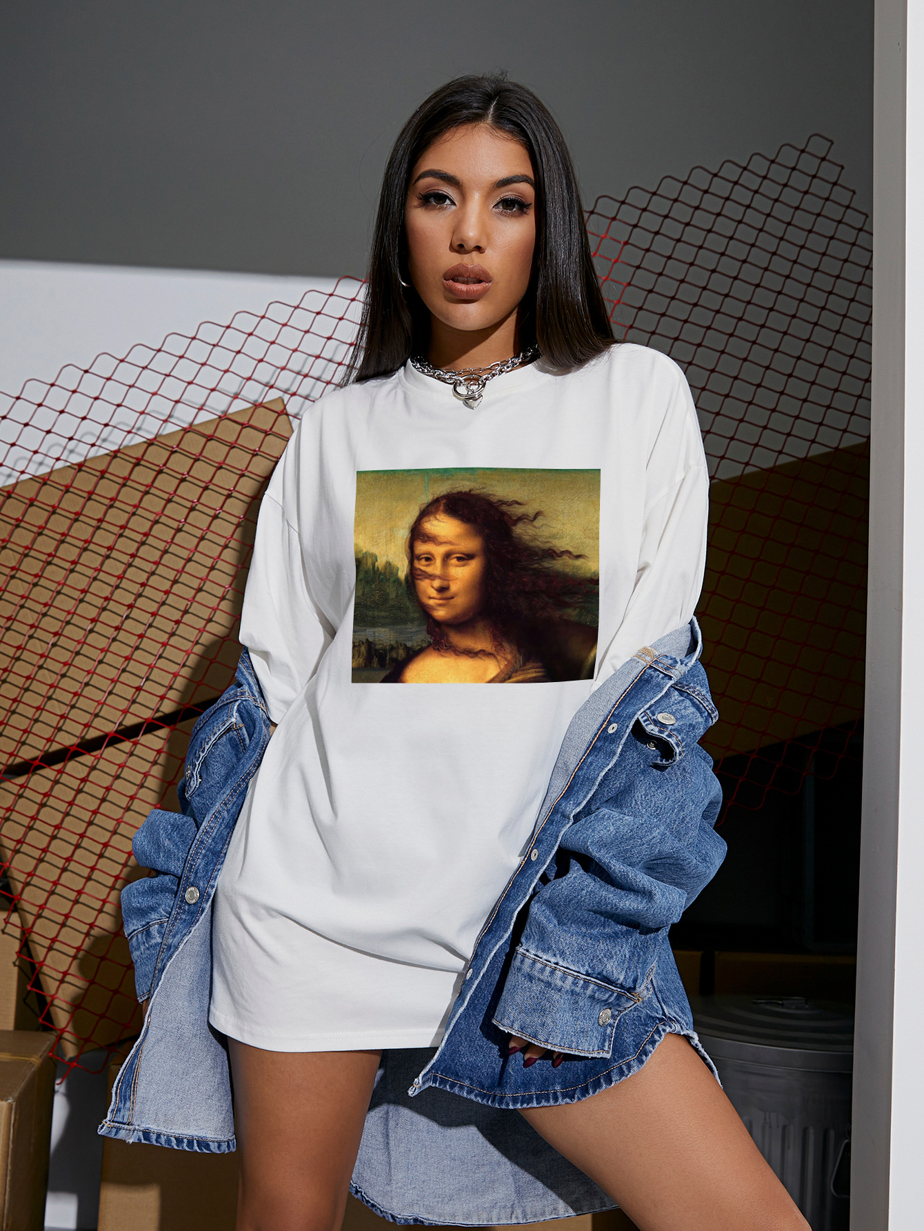 In Stock!  New Europe And America Cross Border Funny Famous Painting Printed Top Loose Casual Short Sleeve T-shirt Female Summer display picture 7