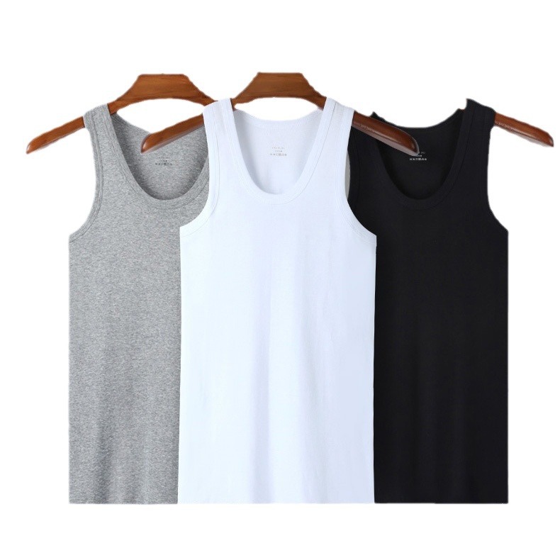 Men's cotton vest summer sports wear spring and autumn bottoming sleeveless white cotton shirt cotton absorbent quick-drying