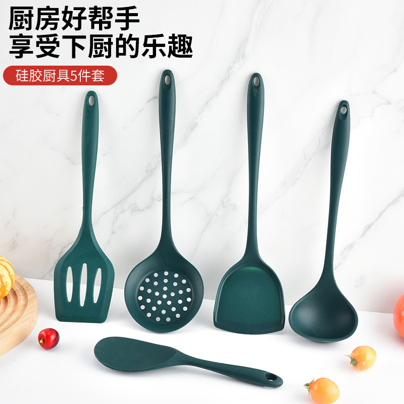 Food Grade High Temperature Resistant Silicone Spatula and Spoon 5-Piece Set for Home Kitchen Cooking Non-Stick Special Kitchen Utensil Set