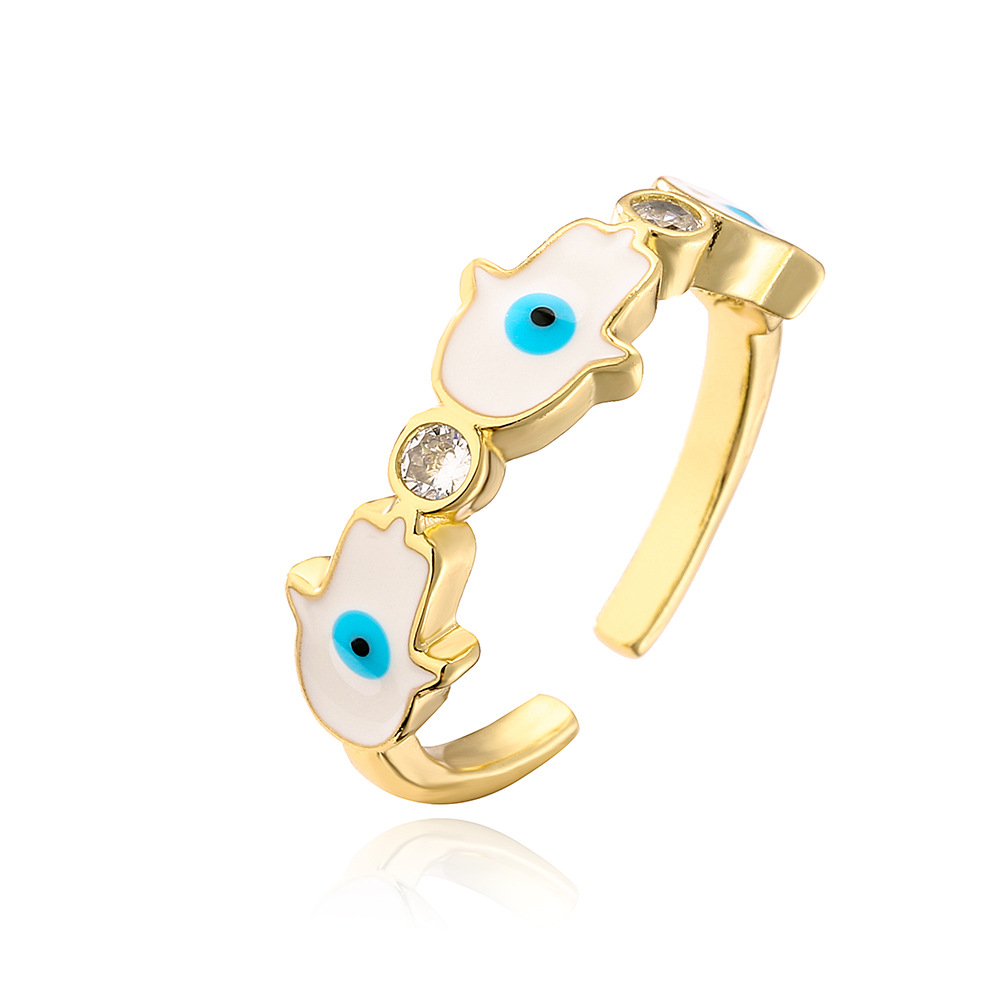 Fashion Glasses Copper Inlay Zircon Open Ring 1 Piece