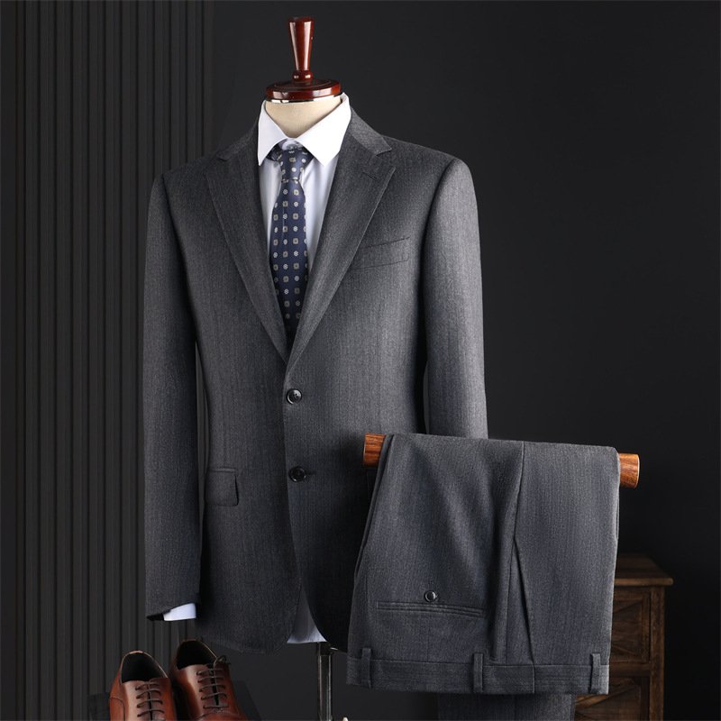 Men's Slim Fit Half Lined Wool Suit - Wrinkle Resistant Business Attire For Weddings Grooms & Groomsmen High-End Fashion_voghion.com