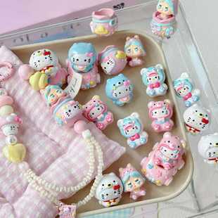 Cute cartoon three dimensional doll with beads, mobile phone, beads, material, accessory with accessories, hand painting, handmade