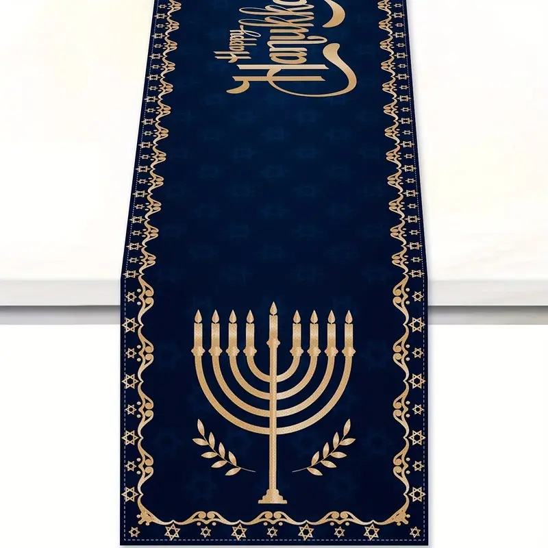 Transfronterizo nuevo Hanukkah camino de mesa de lino impreso mantel hogar Decoración sofá fiesta Festival atmósfera Decoración