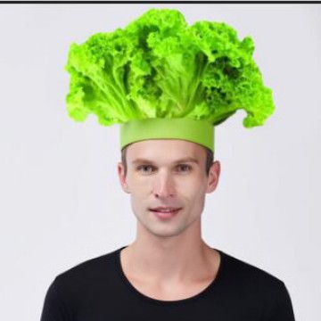 Creativo y extraño tocado de lechuga, tocado de verduras, accesorios de fotografía, decoración interesante