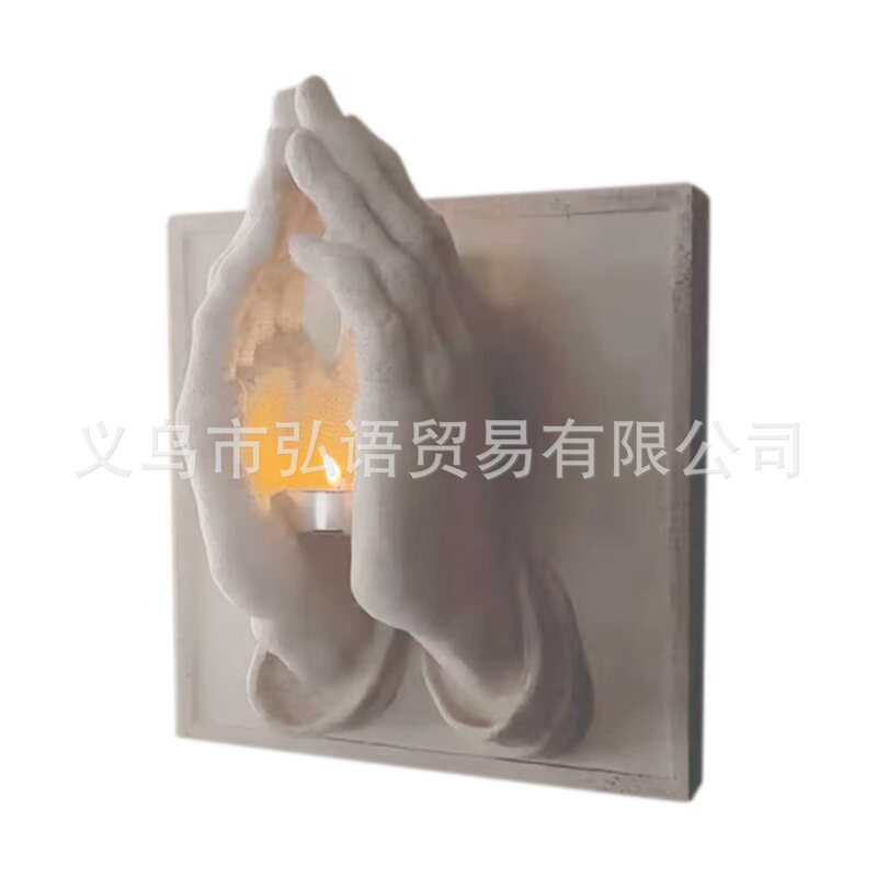 跨境创意万圣节装饰祈祷手烛台双手合十家居墙壁装饰挂件节日氛围|undefined