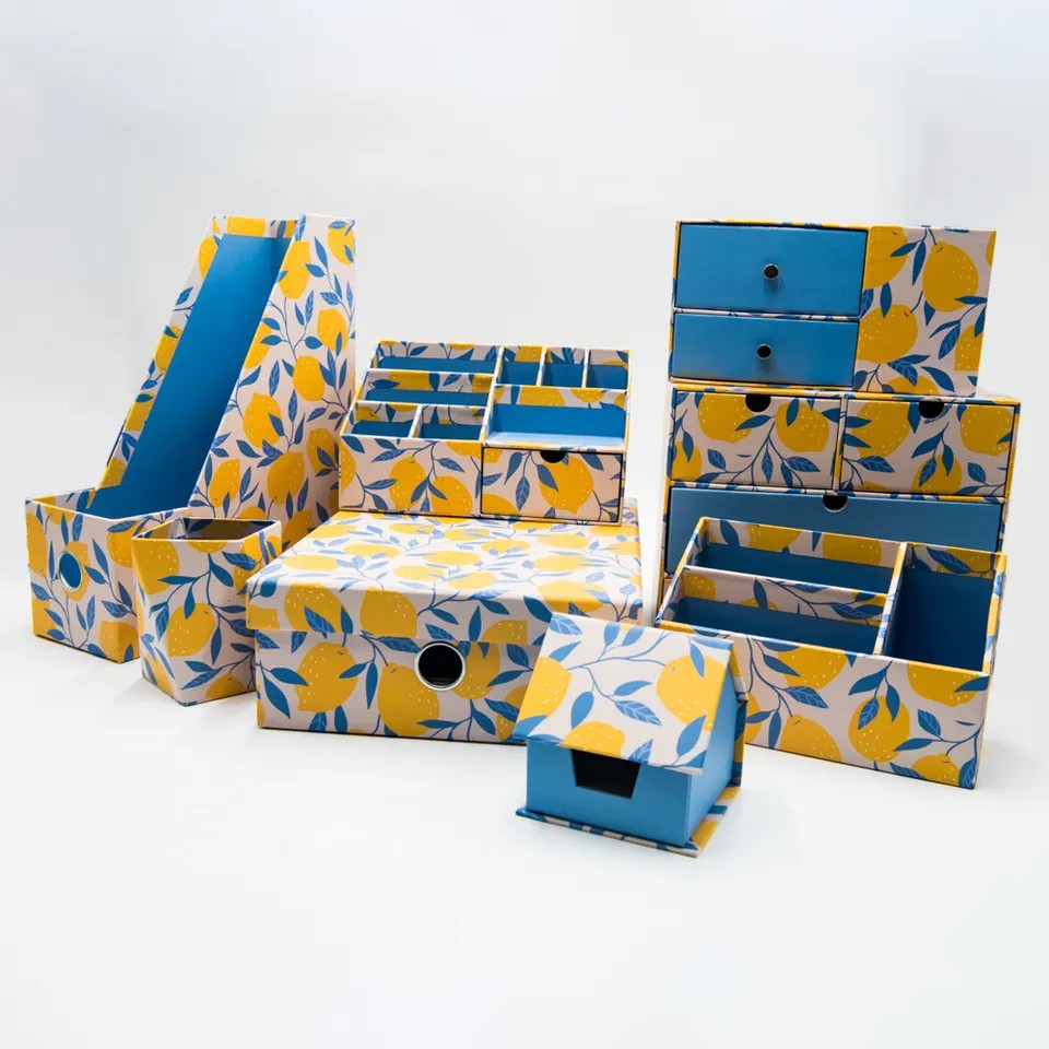 文具套盒笔筒文件座拉格盒套装6件套文件盒桌面便签盒出口纸巾套