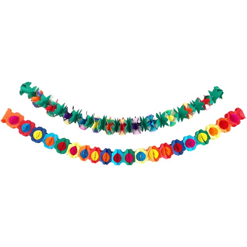 Гавайский праздничный бумажный цветок 3 м длиной трехмерный шестиугольный цветок