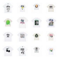 アメリカのトレンドブランド230gヘビーウェイト男女兼用半袖Tシャツカップル向け多色カジュアルストリートプリントSTU西
