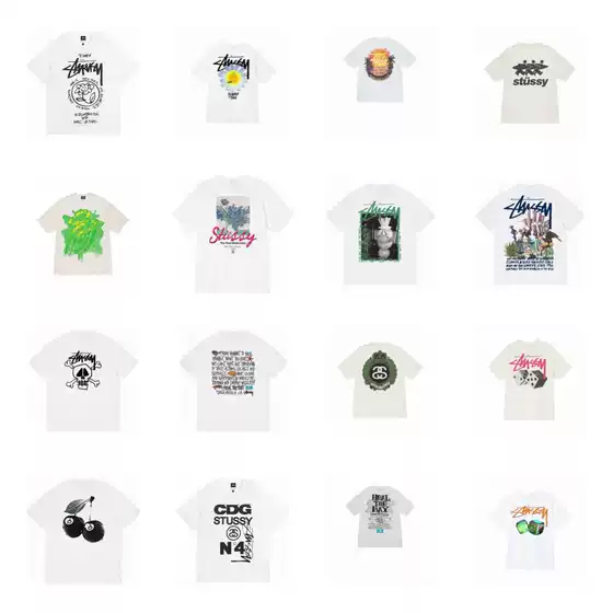 American fashion brand 260g heavyweight pure cotton men's and women's short sleeved T-shirt for couples, multi-color casual street print STU West