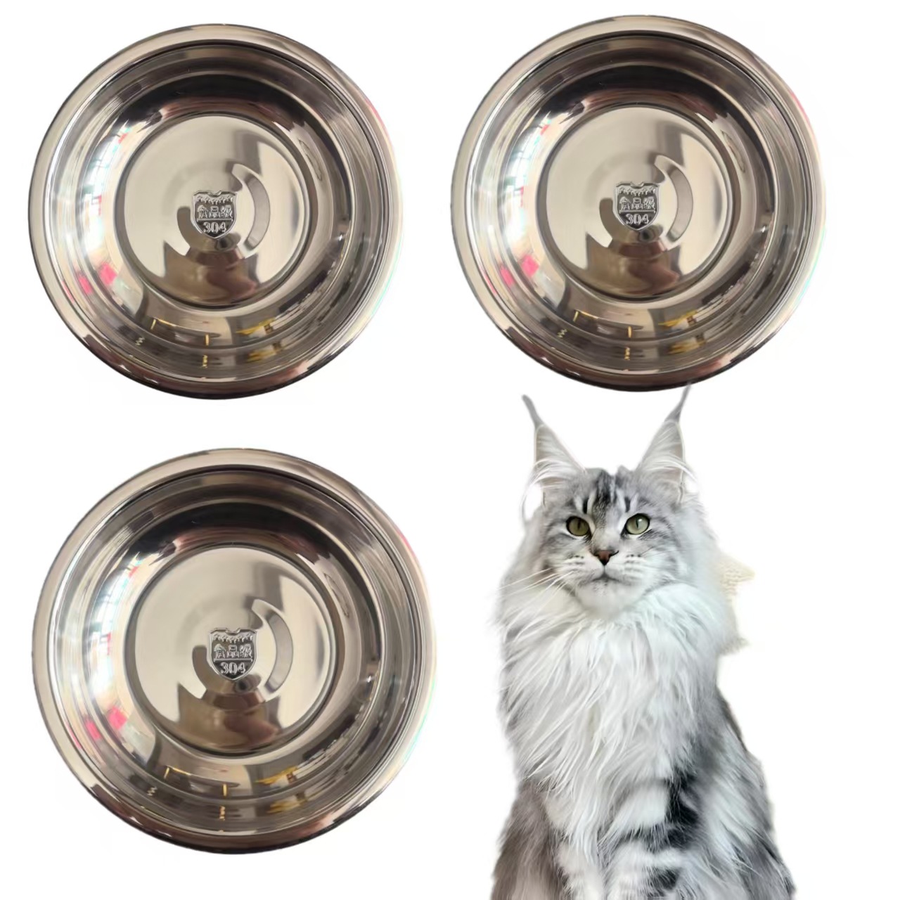 Plato para Comida de Mascotas de Acero Inoxidable