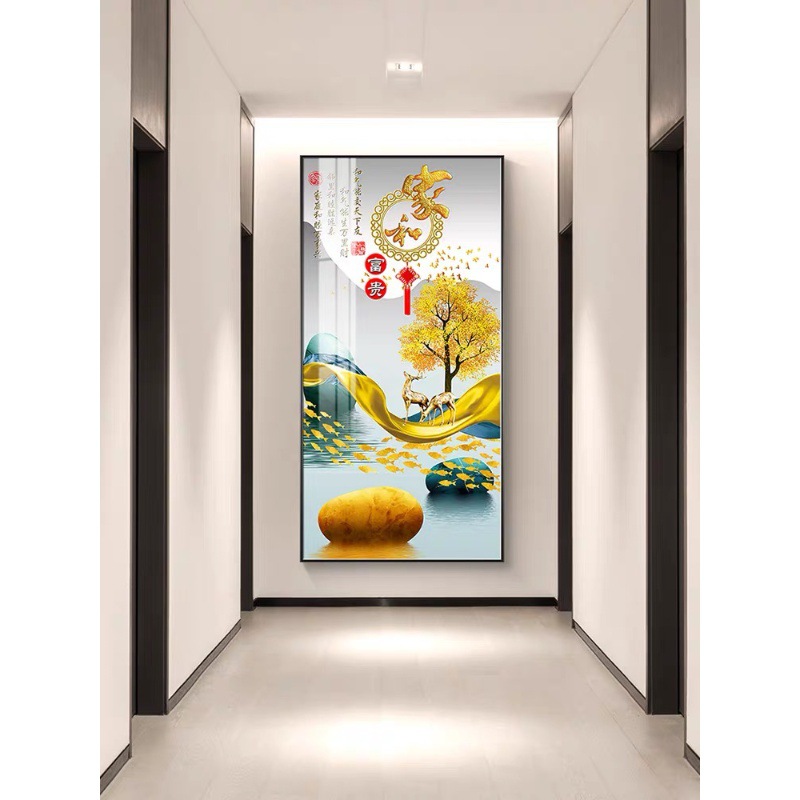 Package installation entrance door porch decorative painting vertical version corridor aisle feng shui mural high-level fantasy hanging painting light luxury