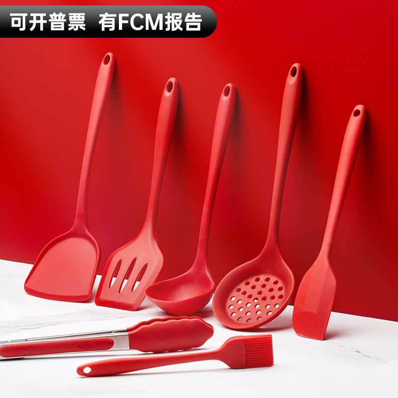 Juego de utensilios de cocina de silicona, juego de 7 piezas, cuchara para sopa, utensilios de cocina, espátula de silicona, espátula antiadherente, alto valor estético.