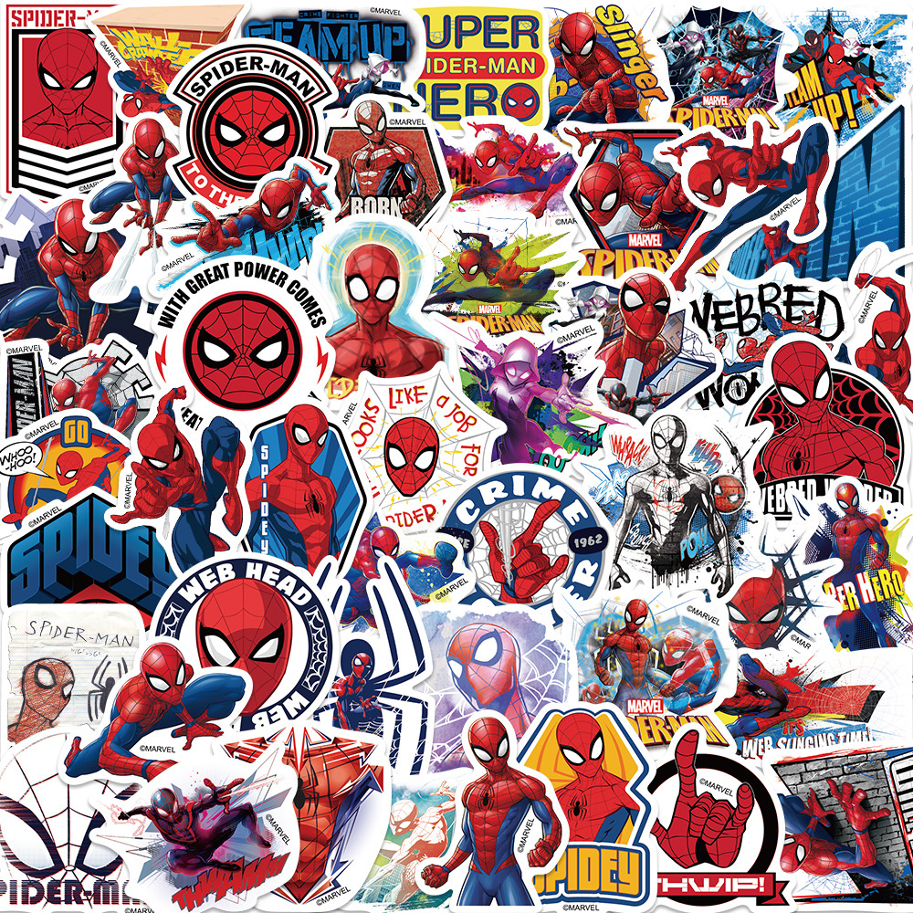 50 de dibujos animados de Spider-Man pegatinas de graffiti equipaje de guitarra decorativa DIY pegatinas a prueba de agua autorización genuina transfronteriza