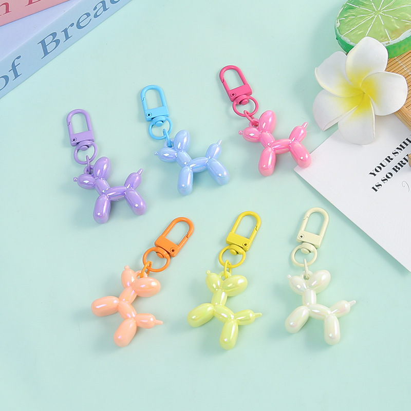 Colorful Small Trendy Laser Balloon Dog Keychain Pendant Cute Bag Decoration Couple Best Friend Gift