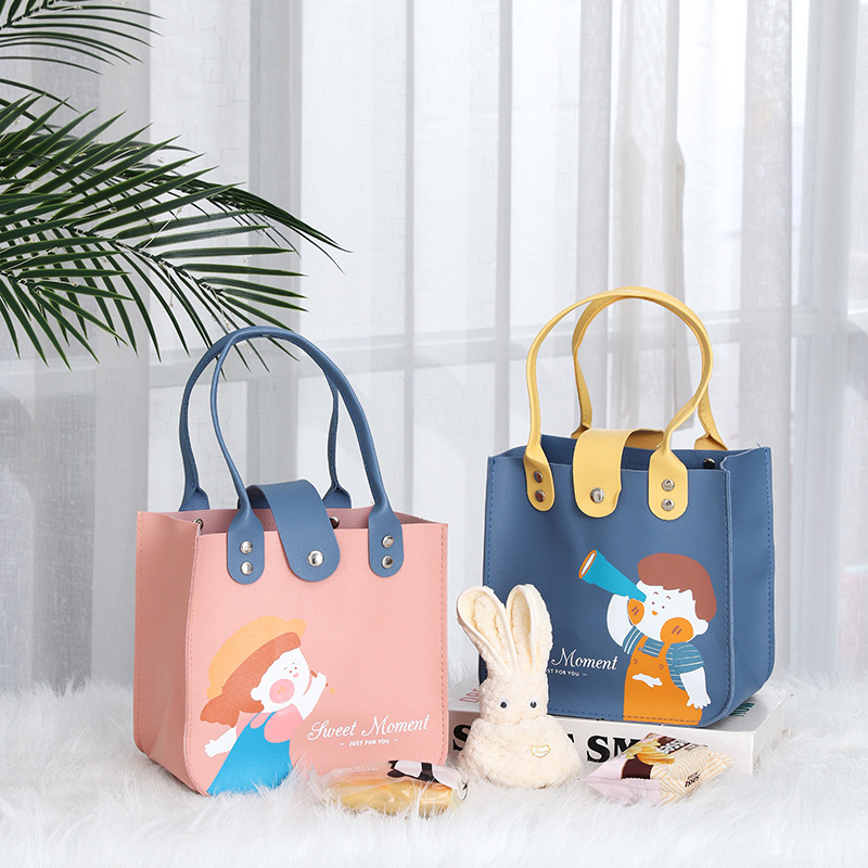 宝宝满月回礼手提袋诞生礼周岁伴手礼手拎袋仿皮包十岁生日礼物袋