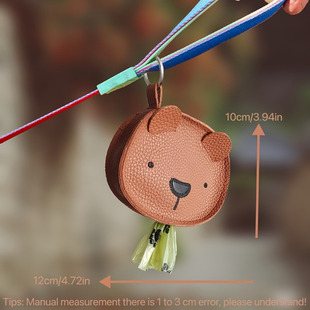 Korean Style Pu Leather Bear Shaped Pet Garbage Bag Outdoor Portable Dog Walking Garbage Dispenser