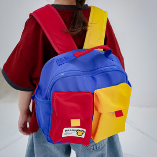 Kindergarten Baby Schoolbag Korean Style Fashionable Color Matching Trendy Backpack Lightweight Burden-Reducing Spine Protection Backpack Manufacturer Wholesale