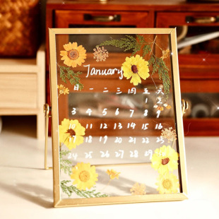 Leaves paste pressed dried flower production material calendar painting metal plant specimen photo frame decoration bookmark diy handmade