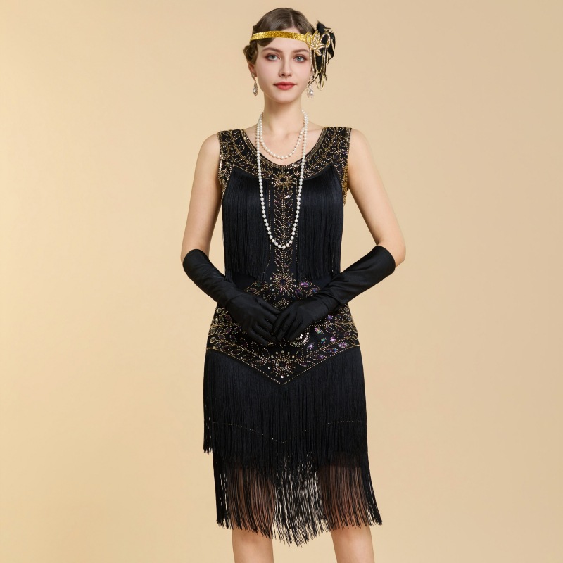 Vest Dress 1920S European and American Retro Gatsby Ball Gown Plus Size Sequin Tassel Dress Amazon Cross-Border