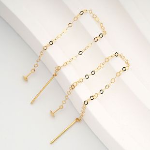 18K Gold Pearl Accessories with Needle Ear Wire T-Shaped Plug Empty Support Au750 through Hole Ear Wire DIY Accessories